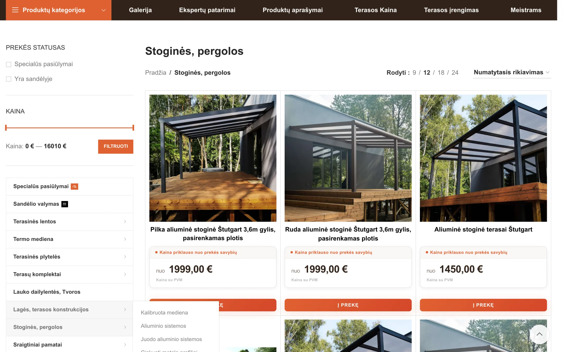 Canopy category with large photos