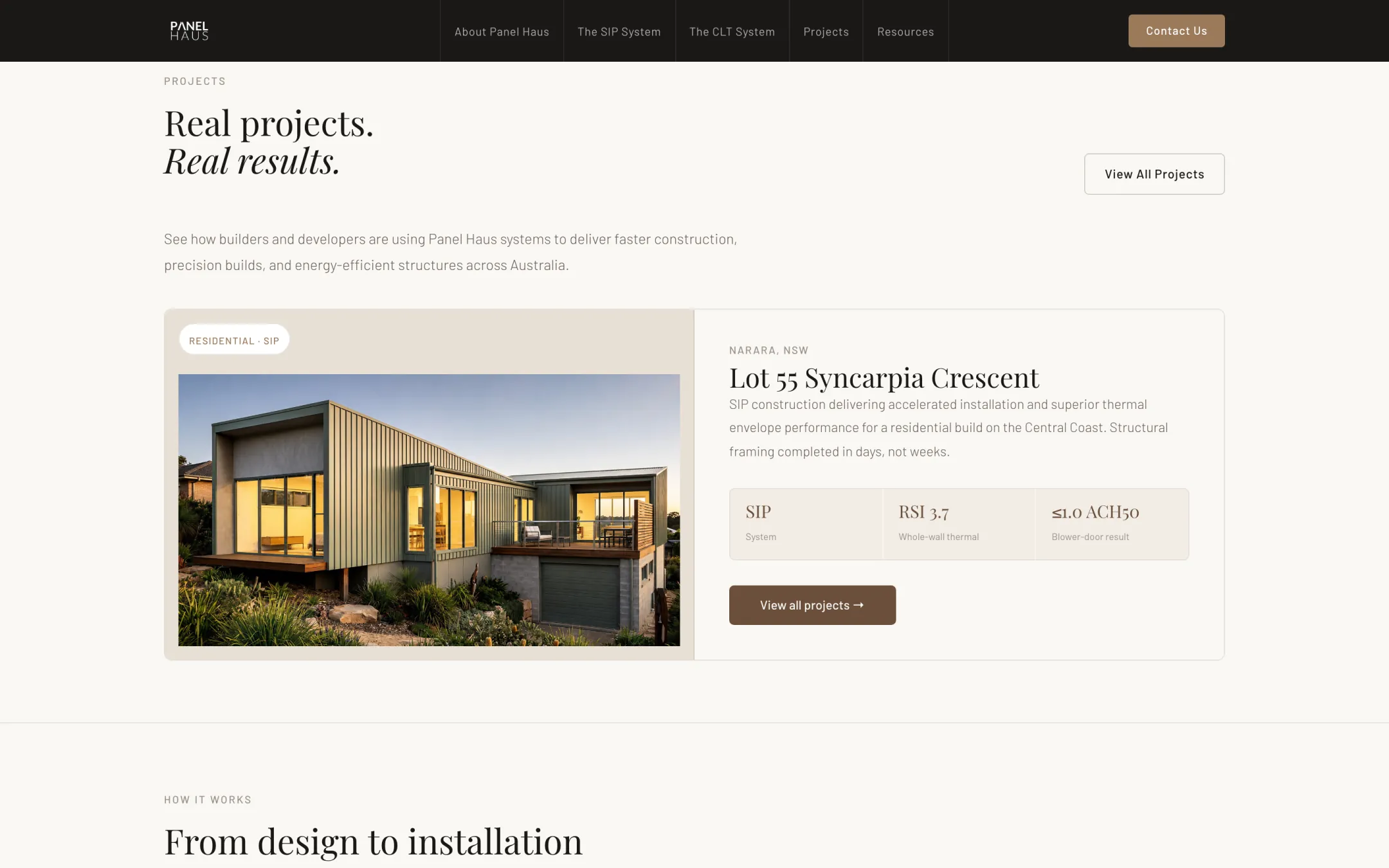 Featured project on the home page